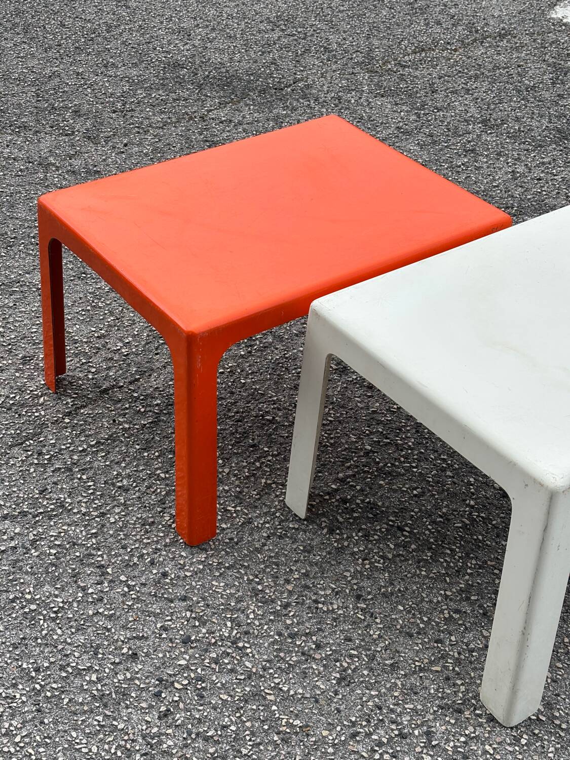 Pair of Space Age fiberglass coffee tables, Circa 1970