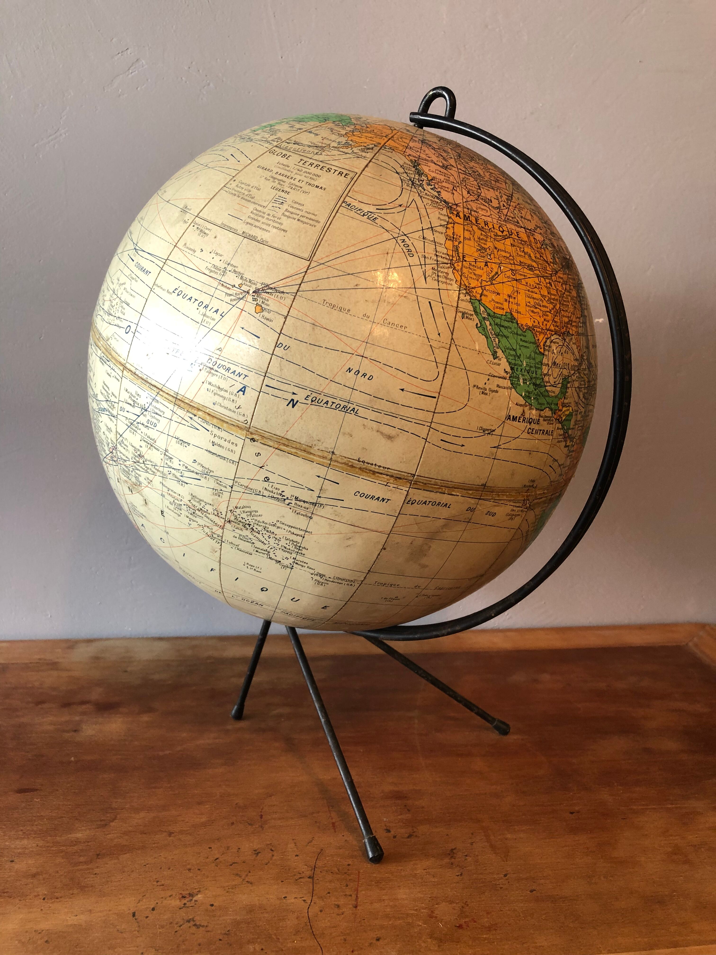 Globe, vintage world map