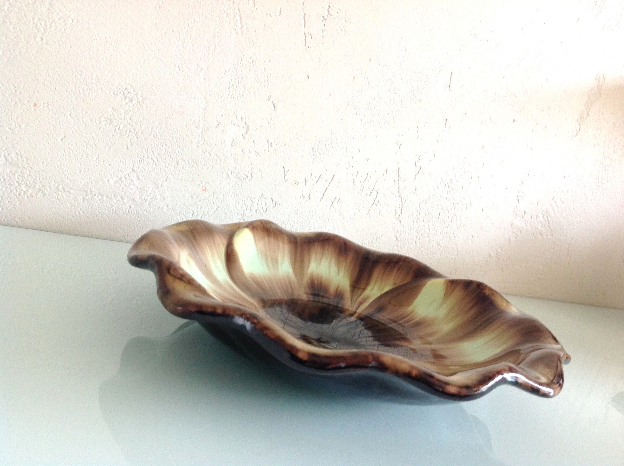Flat cut in iridescent ceramic, vintage 50/60
