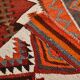 Orange & Brown Vintage Kilim Runner Rug, Oriental Pattern Hallway Carpet