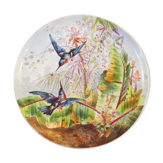 Porcelain dish from limoges or paris around 1900 decoration at martin pecheur
