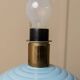 XXL light blue ceramic table lamp with gold band, Italy 1980s, Hollywood Regency