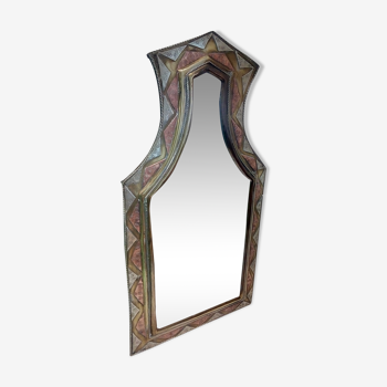 Oriental style brass and copper mirror 35x18cm