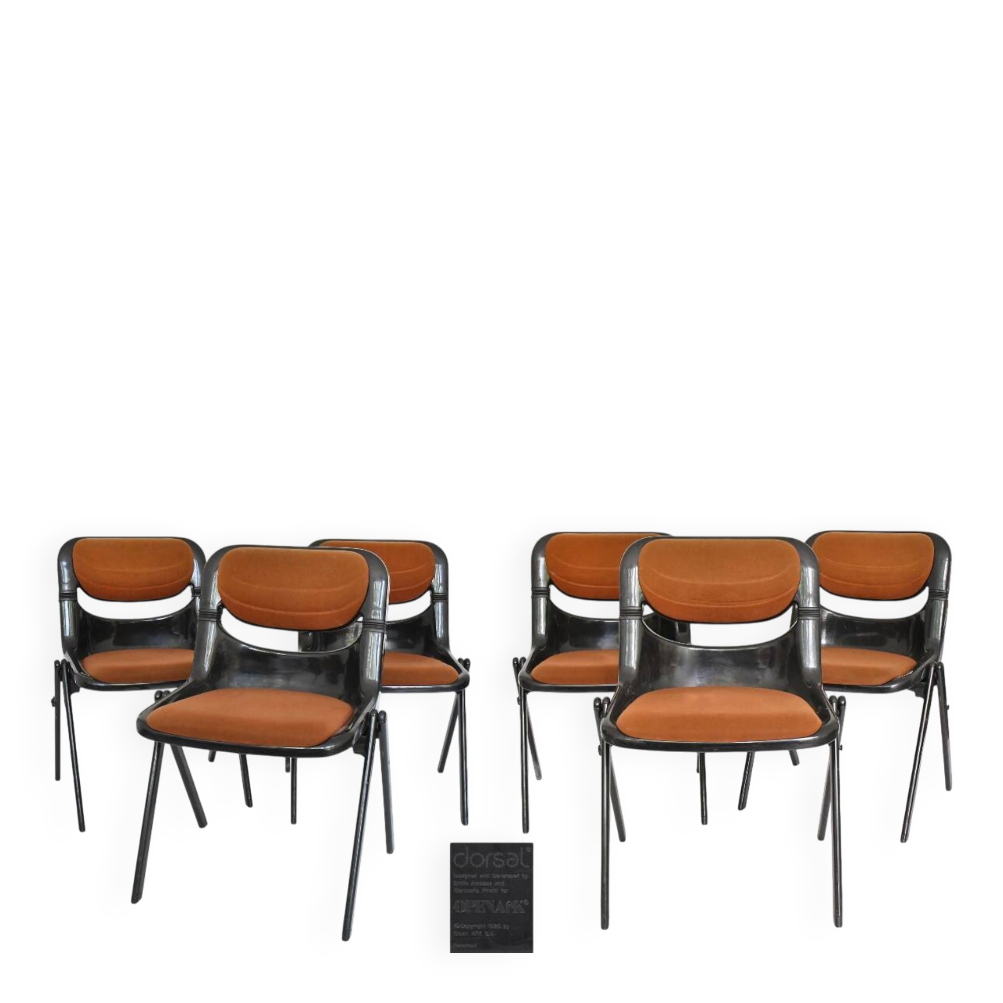 Set of 6 chairs model "Dorsal" by Emilio Ambasz and Giancarlo Piretti.