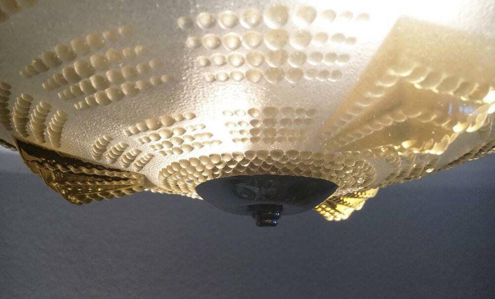 Art Deco metal and glass ceiling lamp