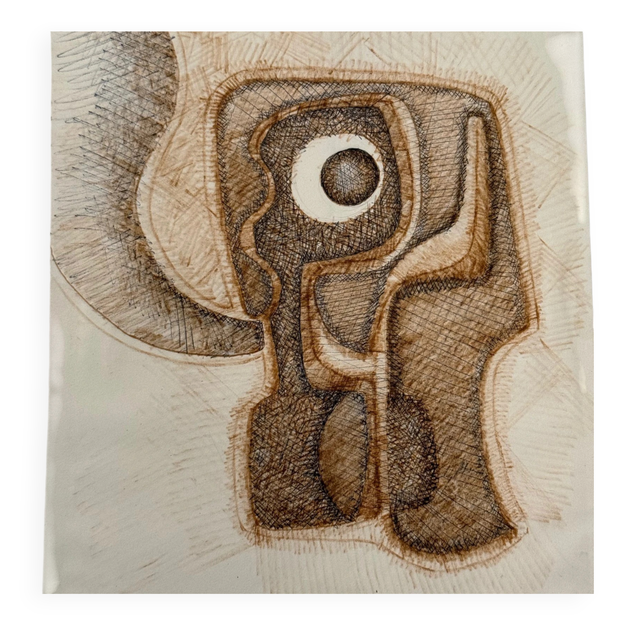 Modern composition drawing 1970 by François de Chabot
