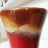 Vintage KIL Ceramic Vase: Red & Brown Lava Glaze, 1970s Yugoslavia