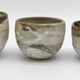 Trilogie de tasses ou gobelets japonisants de la céramiste danoise Gutte Eriksen technique de RAKU
