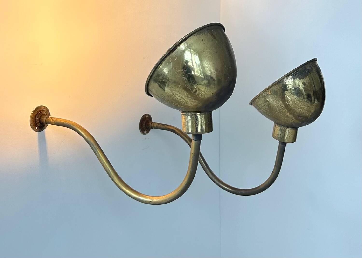 Pair of vintage brass wall lights, France 1970