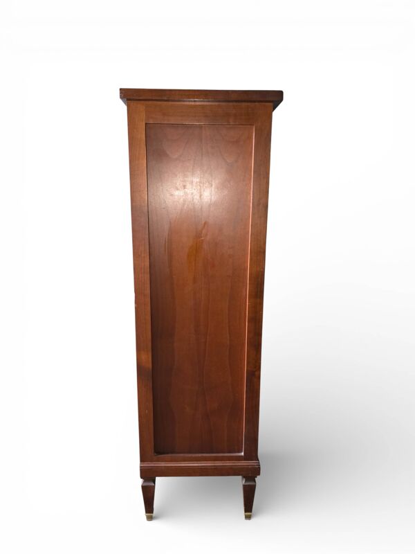 Semainier à 12 tiroirs, bois & façades cuir, meuble de notaire