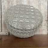 Antique Ceiling Light Sconce Molded Glass + Metal Support 70s Vintage #B793