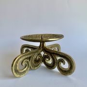 Brutalist bronze candleholder, 1970s