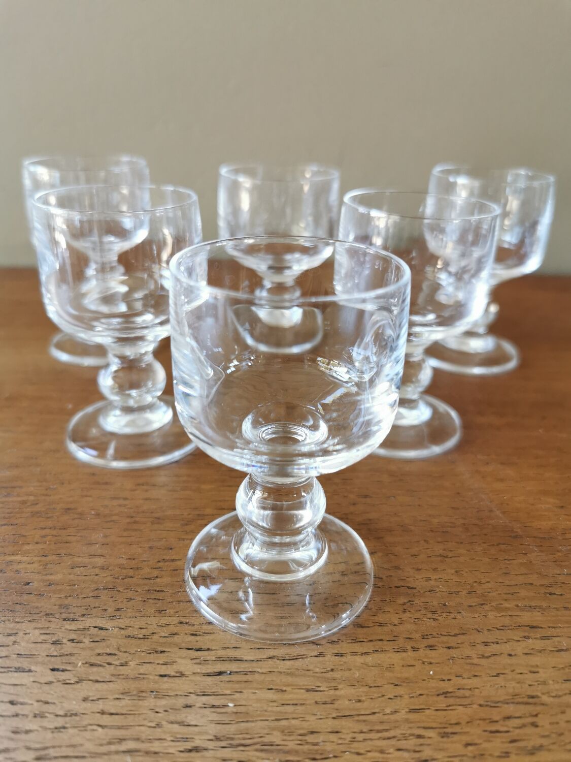 6 vintage crystal digestive glasses