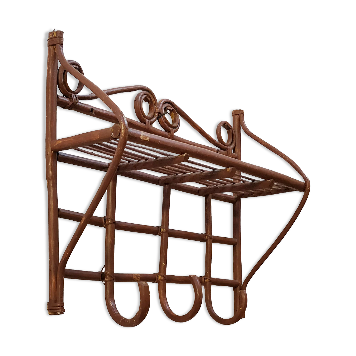 Rattan wall coat rack