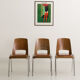 Set of 3 Jomain Baumann chairs, seat in imitation cognac leather, circa 1960