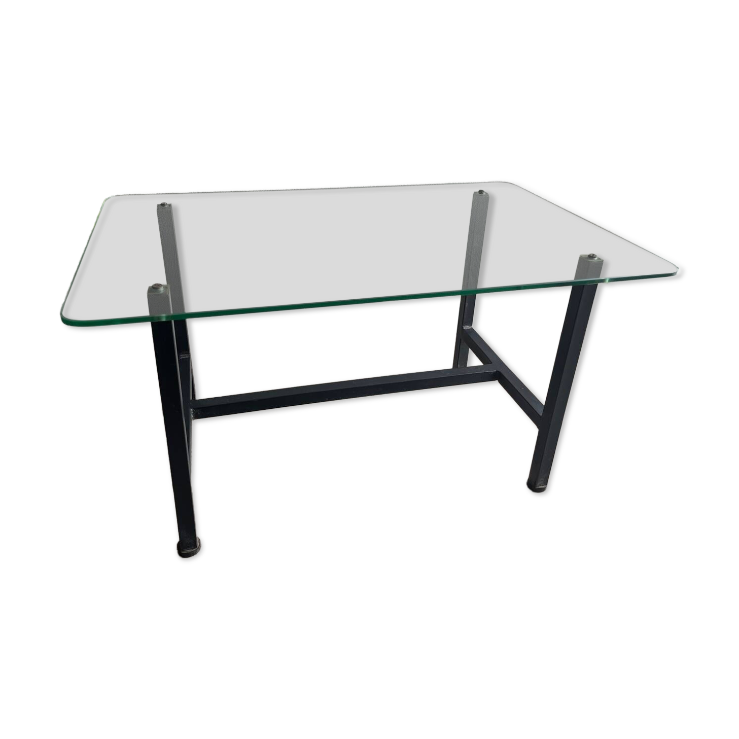 Vintage design coffee table in glass and metal