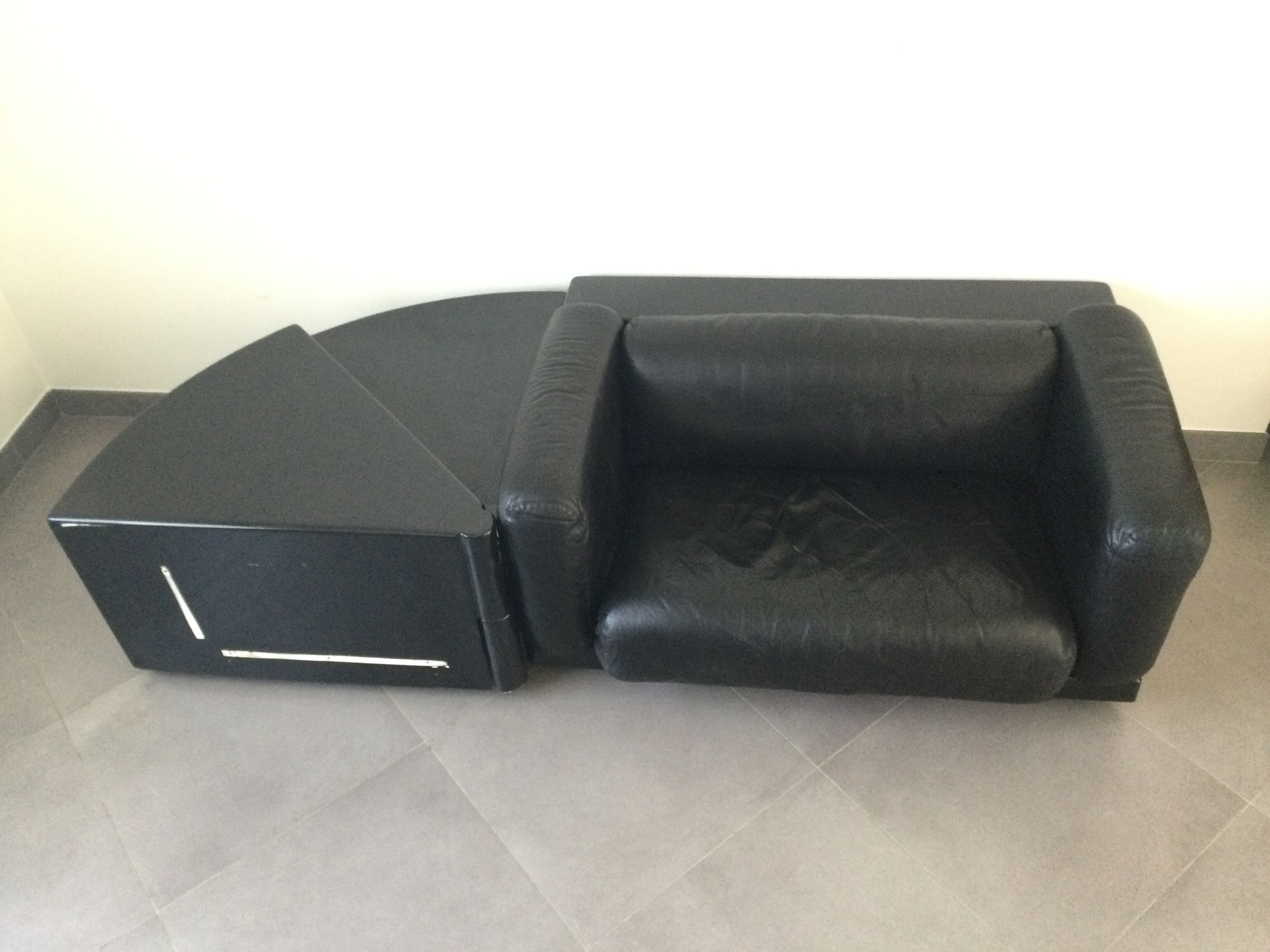 Canapé gradual lounge cuir noir Cini Boeri - knoll/gavina