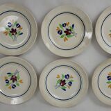 6 flat plates in Gien earthenware, Béatrice model