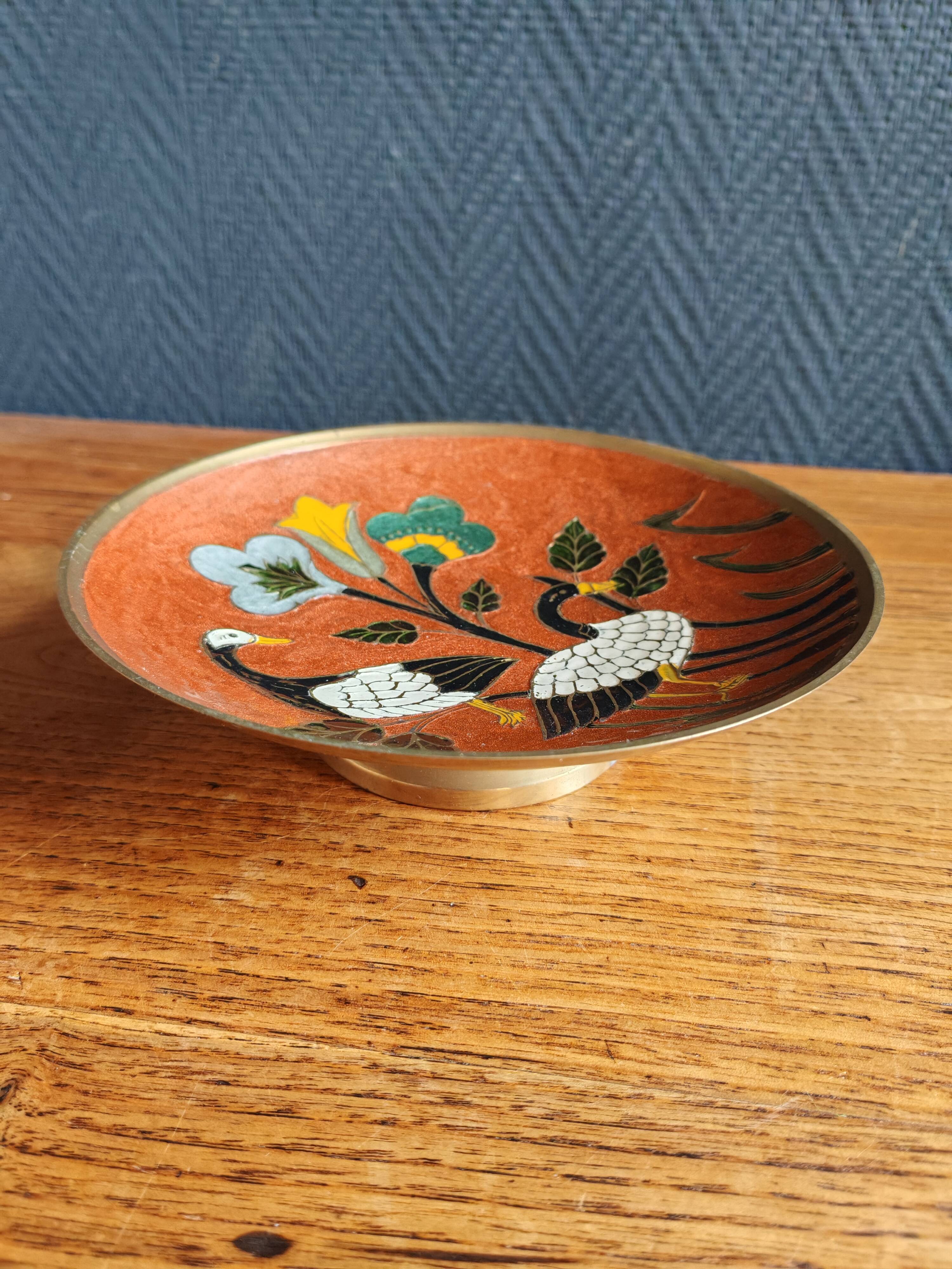 Assiette cloisonnée en laiton émaillé - India