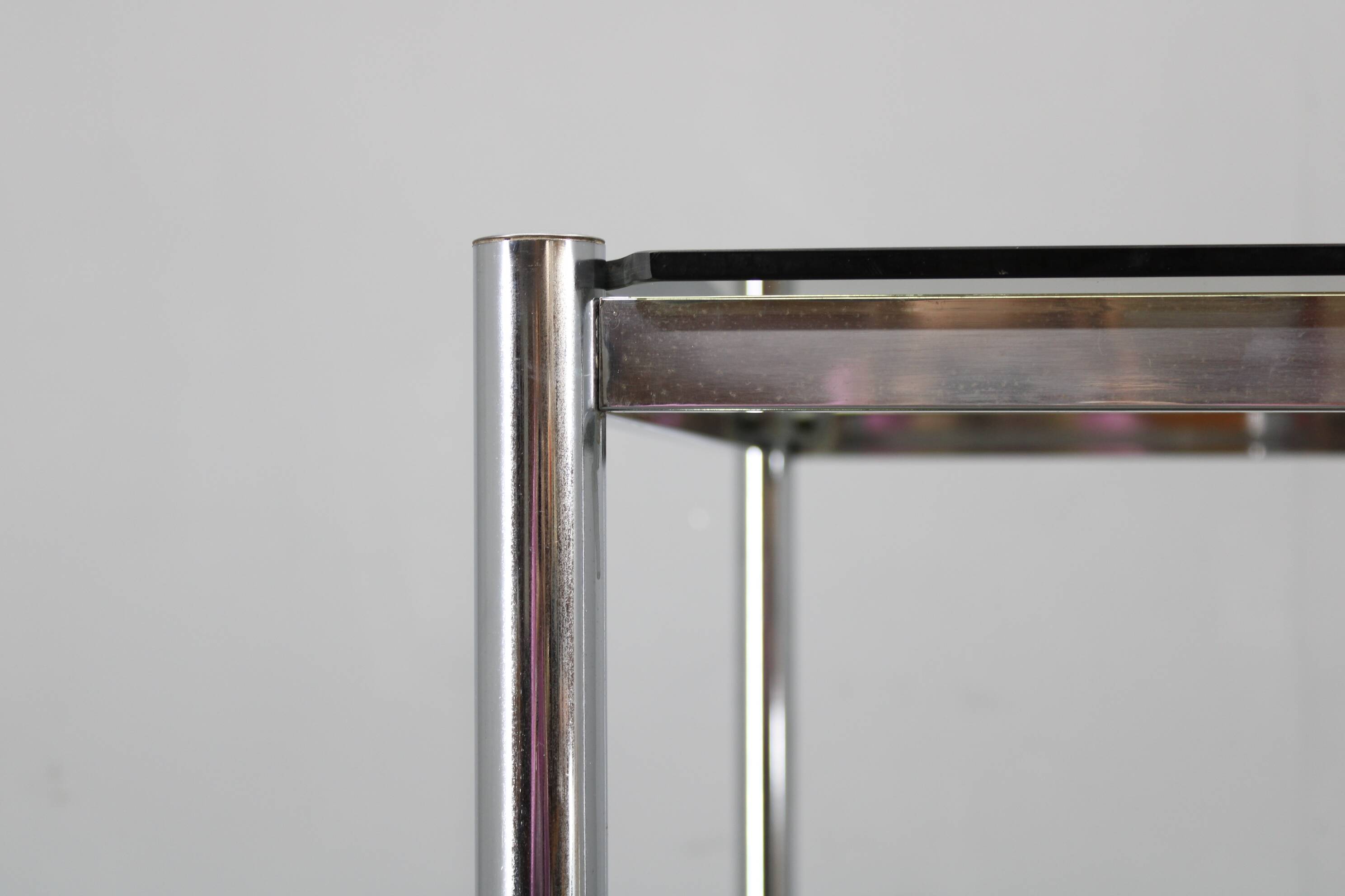 Mid-century smoked glass serving cart, Italy, 1970s