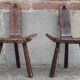 Pair of brutalist tripod stools