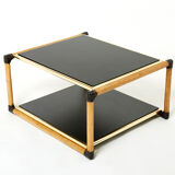 Pair of Italian coffee tables Alberto Smania bamboo brass 1970