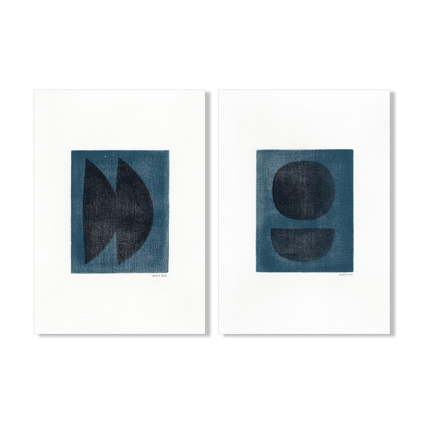 Set of 2 Paintings M398 Signed Eawy