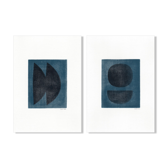 Set of 2 Paintings M398 Signed Eawy