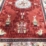 Tapis ancien chinois laine fait main 154x254 cm