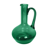 Blue green blown glass carafe