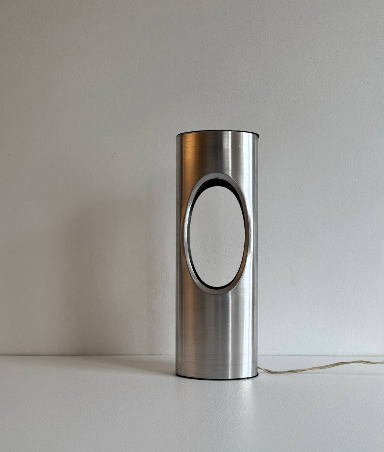 Vintage table lamp, aluminum, France 1970