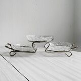 Metal and crystal server, crystal ramekins.
