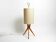 Mid Century Modern tripod walnut wood floor lamp with large fabric shade