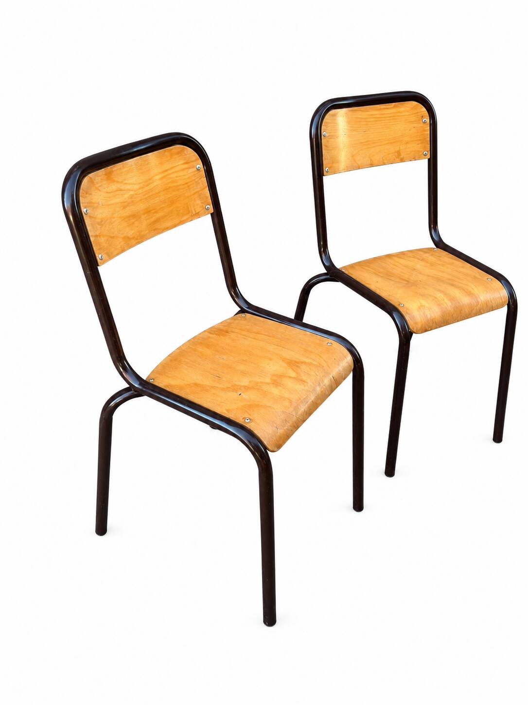4 vintage school chairs
