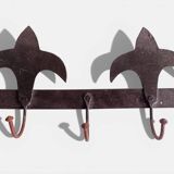 Antique French Provincial Wrought Iron Coat or Hat Rack with Fleur-de-Lis