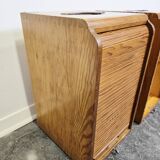 30s Industrial Tambour-Front Oak Cabinet, Portable Form