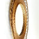 Vintage rattan sun mirror