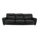 1970s 3-Seater Sofa in Black Leather,Italy