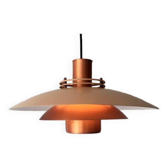 Coppered and beige layered suspension lamp, Denmark, 1960s.