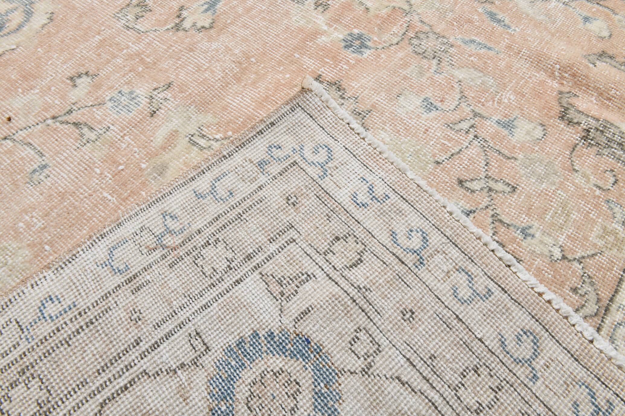 Tapis vintage floral rose blush et pêche 8x12, tapis pour salon.