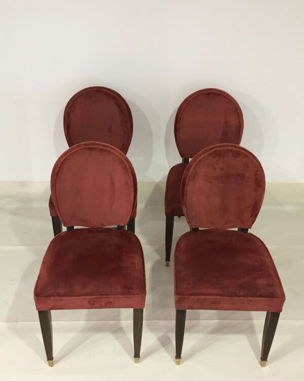Chaises de salle à manger art déco Maison Leleu 1940’ France (set de 4)