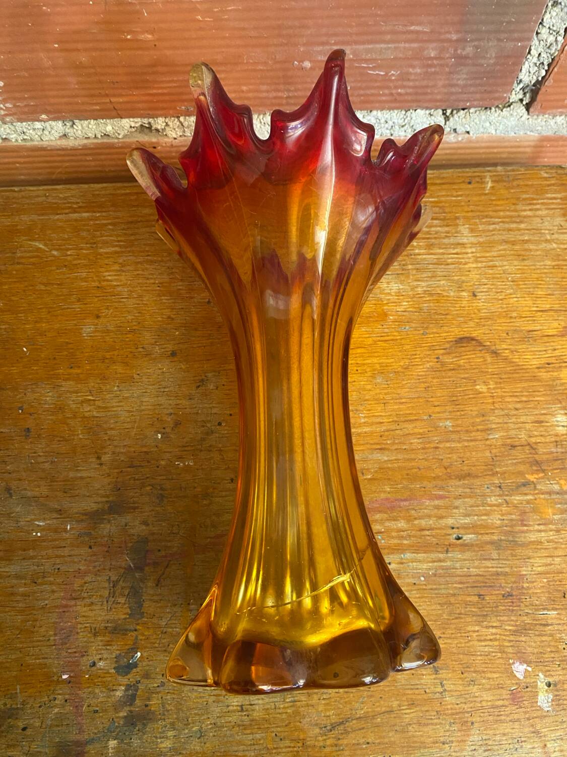 Antique murano sommerso vase, vintage blown glass