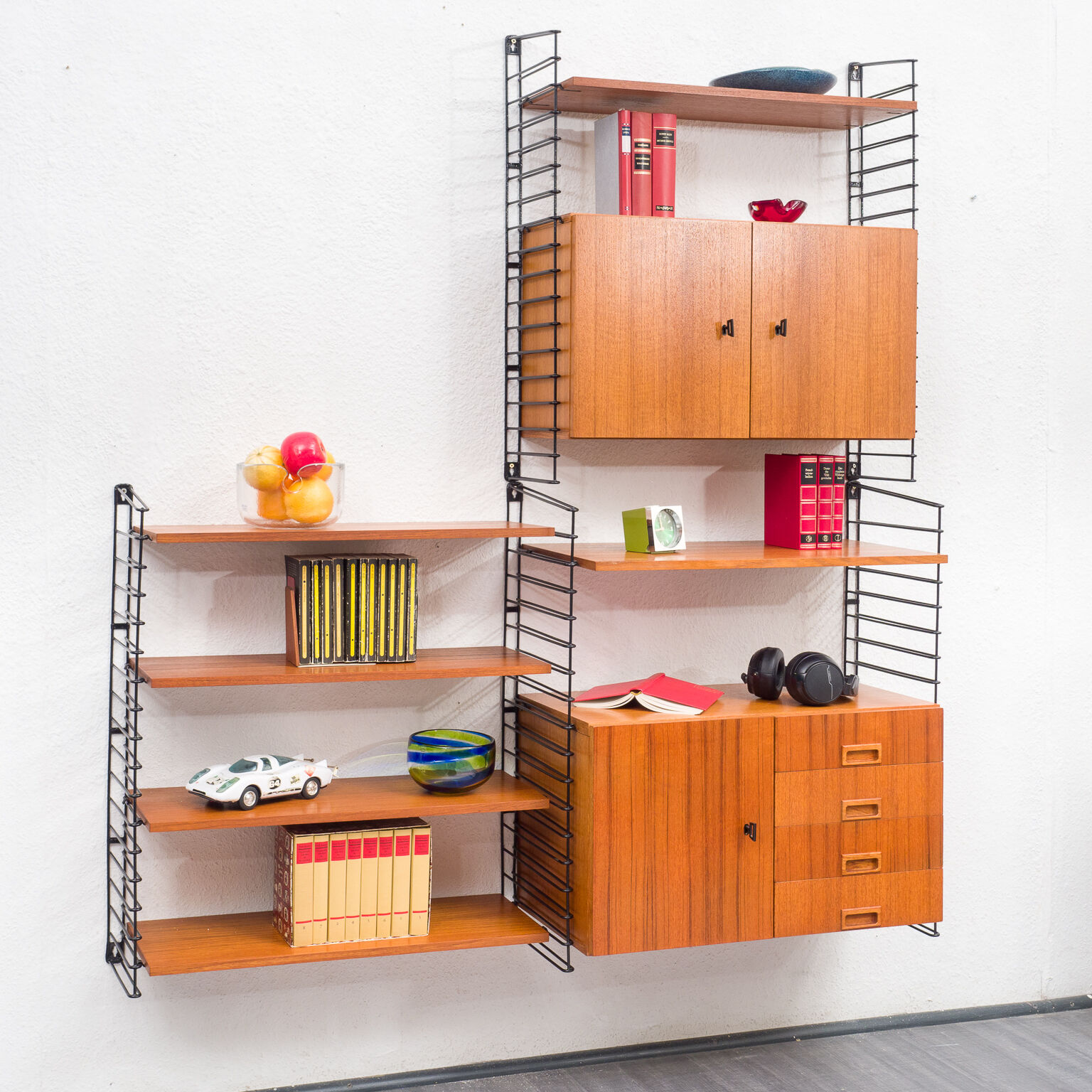 Wall shelf, teak, 60s, two boxes