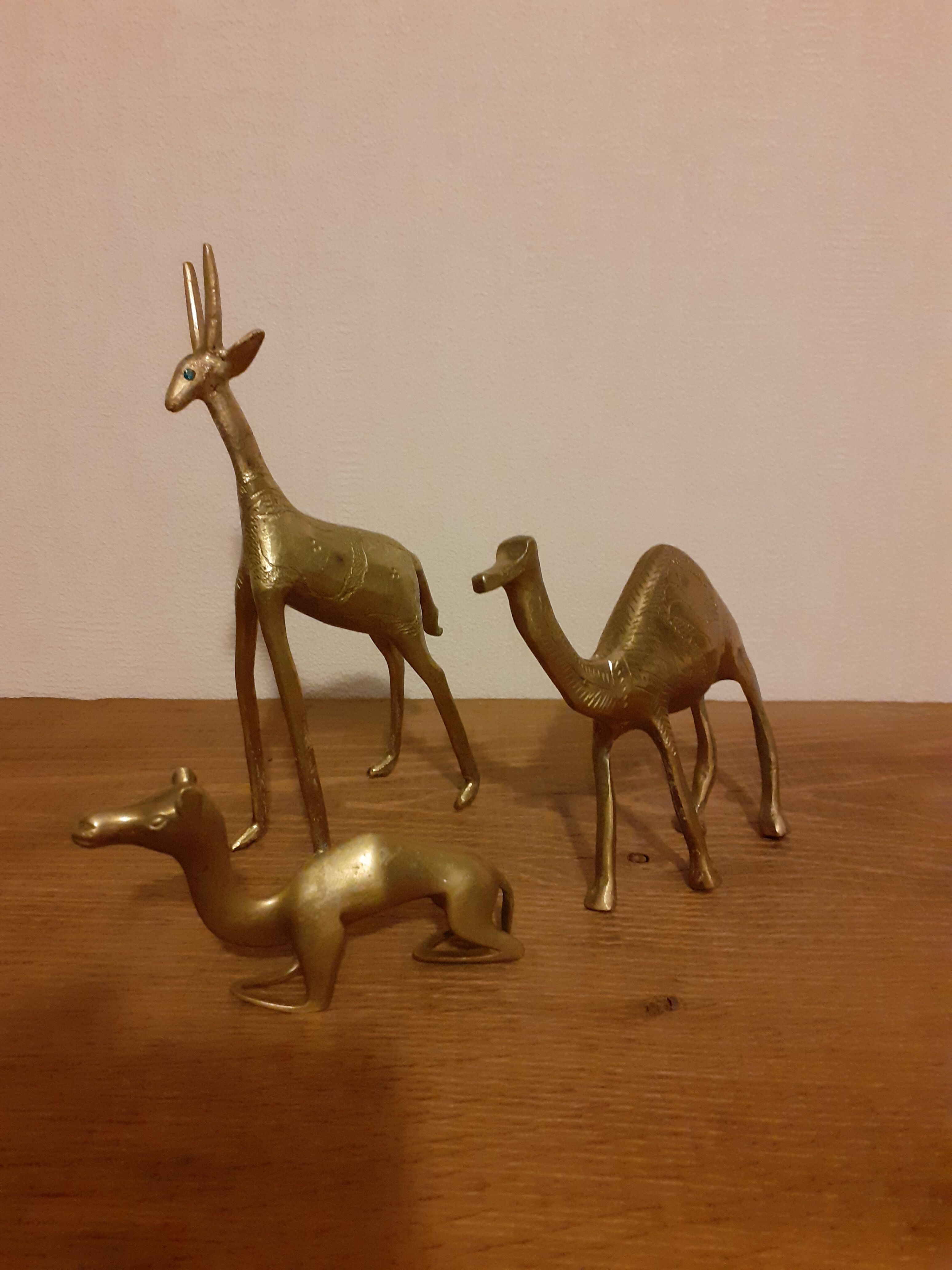 Lot of three brass animals