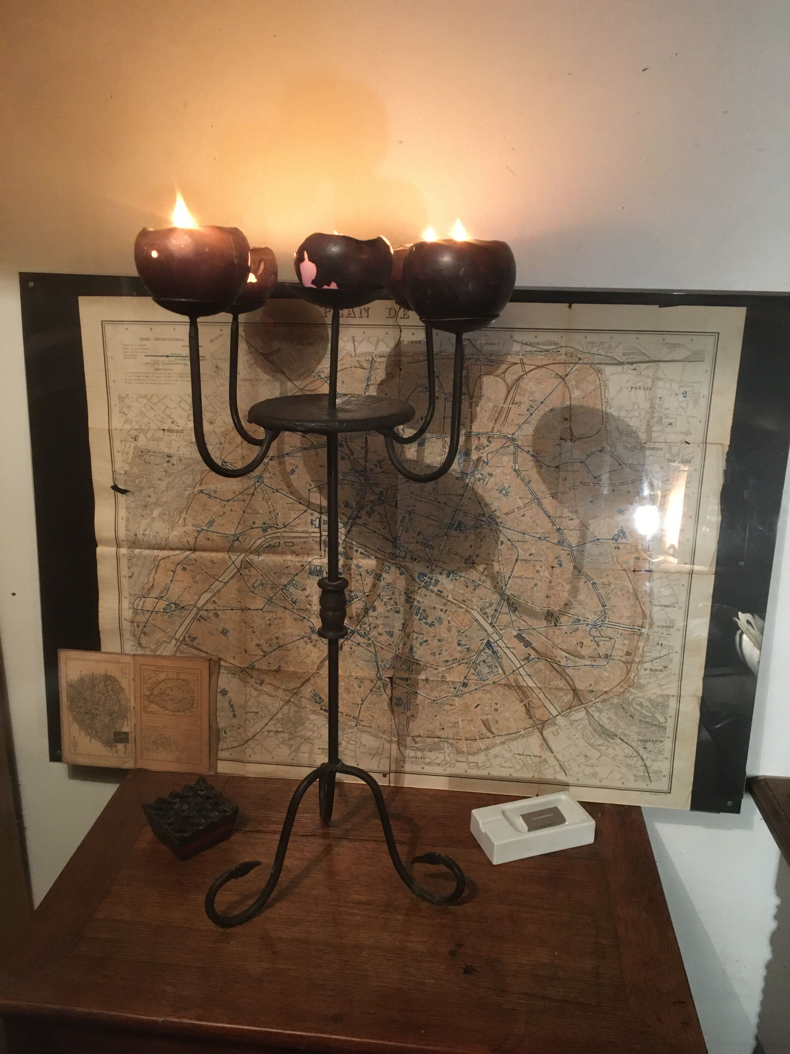 Chandelier 5 candles in wrought iron