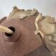 Danish brutalist stoneware table lamp by Bodil Marie Nielsen, 1970s