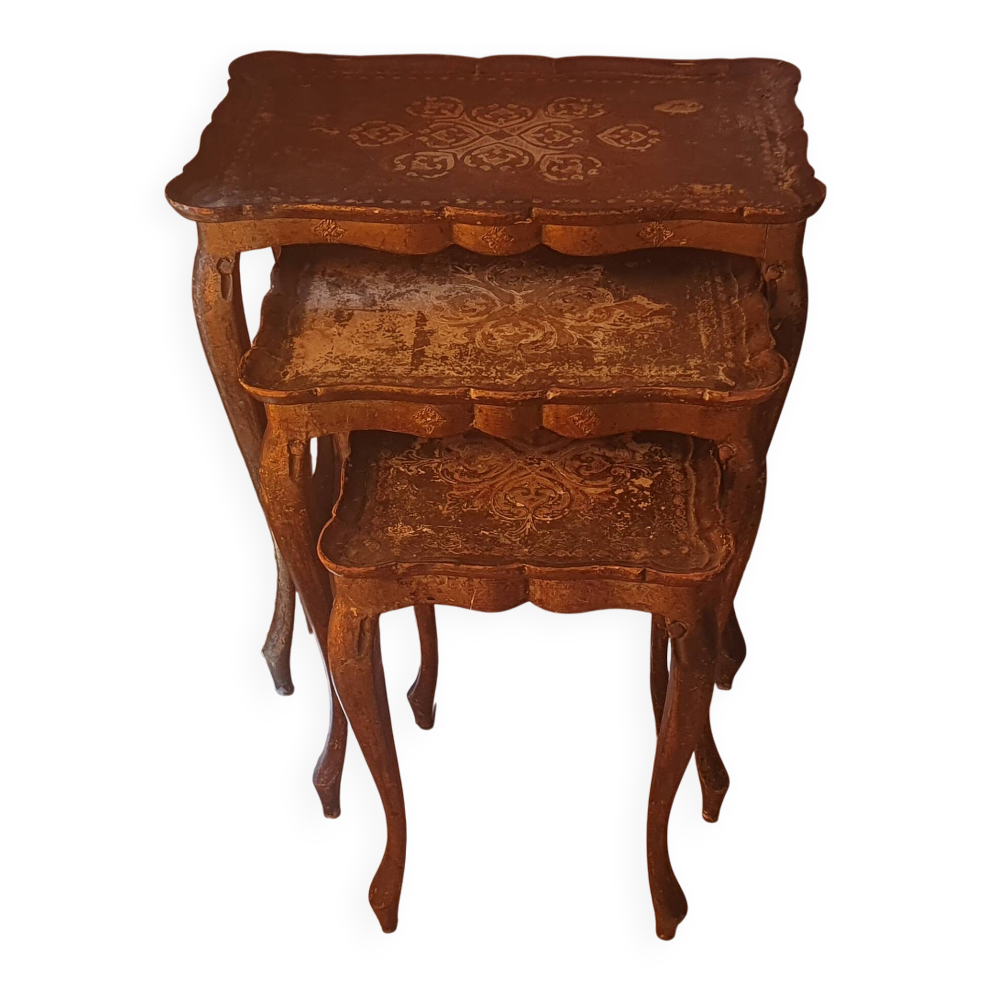 Set of 3 vintage wooden nesting tables