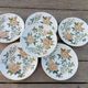 6 soup plates with orange and green flowers, Sologne porcelain, vintage