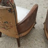Pair of armchairs in walnut 1930