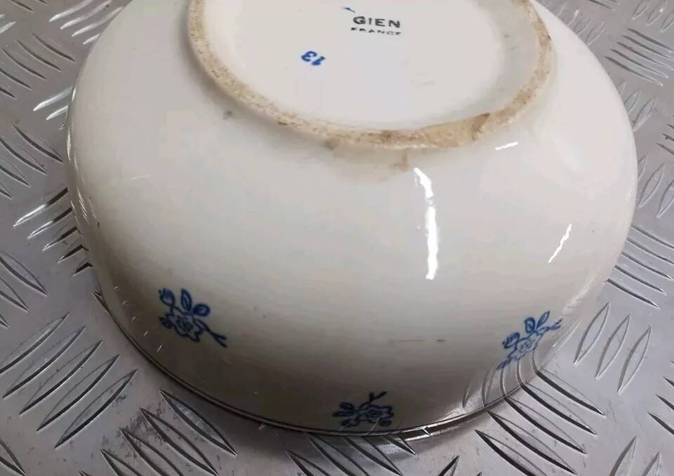 Antique Gien earthenware salad bowl